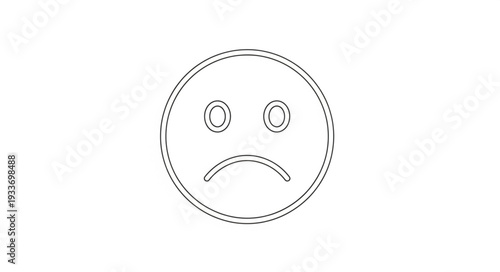 Sad face emoticon drawing outline simple graphic.
