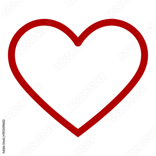 Red Outline Heart Shape Vector Icon for Web Interface