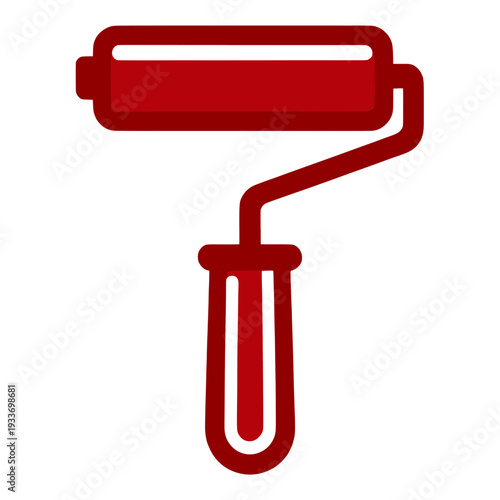 Red Paint Roller Brush App Icon for Mobile Interface
