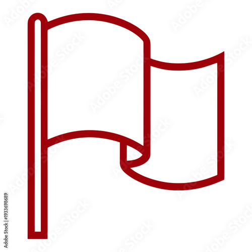 Red Outline Waving Flag UI Icon for Web Interface