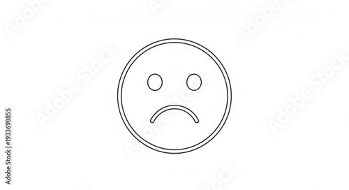 Sad face emoji outline simple drawing.