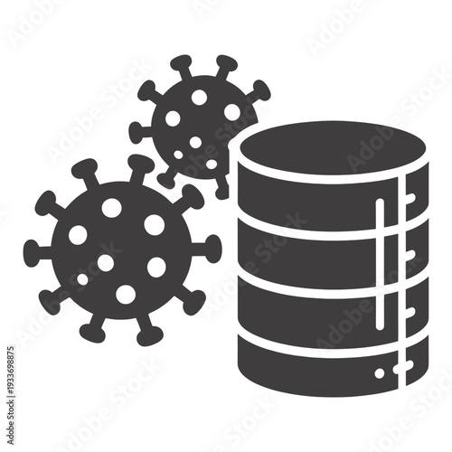 Virus With Spikes Next To Server Stack Icon for Web Interface