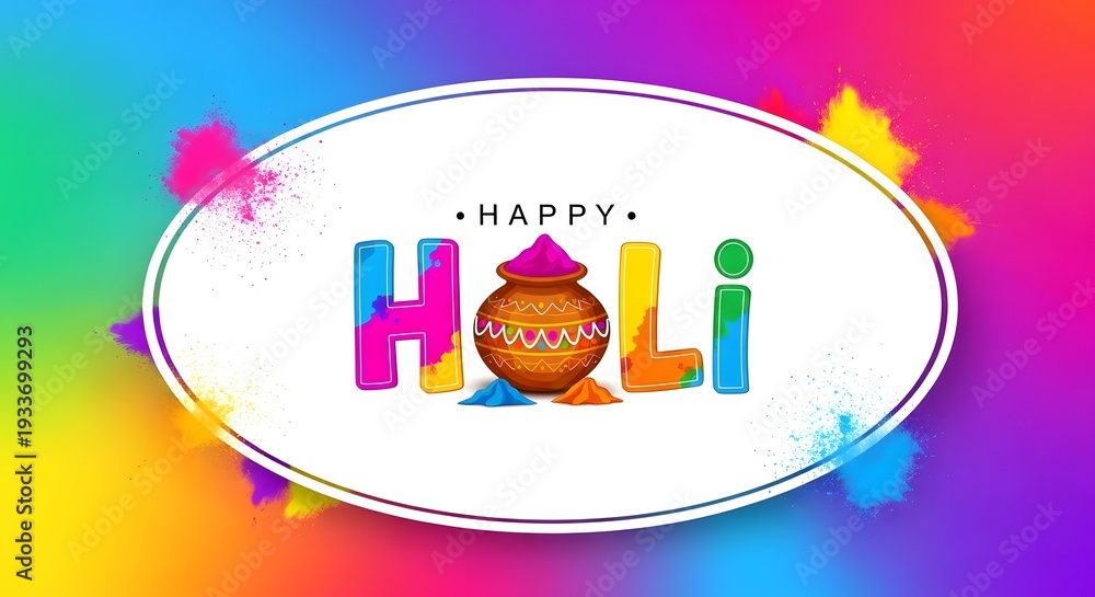 Fototapeta premium Vibrant happy holi celebration background with colorful holi greeting