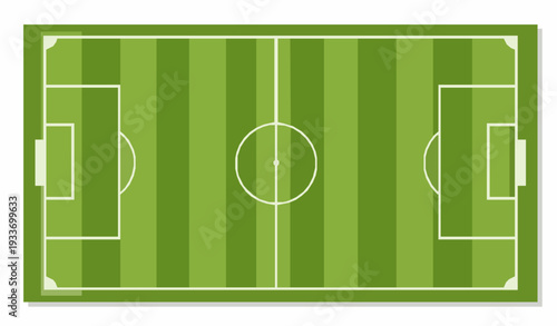 Soccer Field Flat Design Football Stadium Top View Vector Illustration
