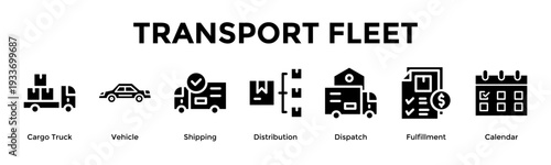 Transport Fleet Banner Web Icon Vector Illustration Concept For Manage Fleet Operations With Precise Routing And Scheduling