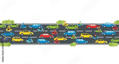 Traffic Jam on Highway Road.