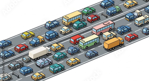 Traffic Jam on Highway Road.