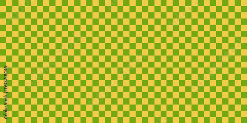 Green Checker Seamless Pattern. Green and white checkerboard pattern with vibrant geometric shapes. Retro hand-drawn design featuring abstract geometry bg. Trendy vintage grid background.