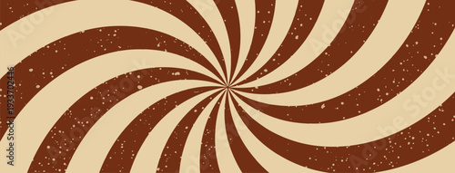 Candy Whirlpool Spiral Background, Ice Cream Chocolate Swirl. Psychedelic Vortex Graphic Vector Bg. Retro Pop Sunburst Banner. Trippy Funky Abstract Art.