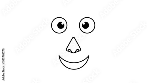 Simple Black and White Smiling Face Illustration.