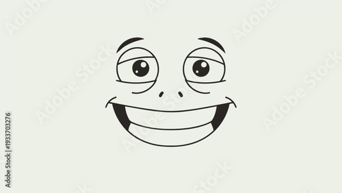 Happy Cartoon Face with Wide Smile.