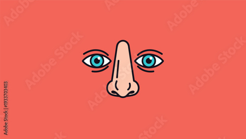 Cartoon Nose and Eyes Illustration Closeup.