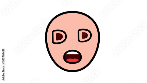 Cartoon Face with Surprised Expression.