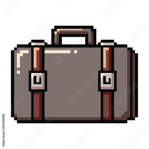 Brown pixel art briefcase icon