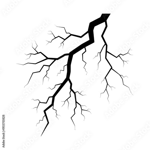 Crack Pattern Spreading Across a White Background Abstract Vector Illustration