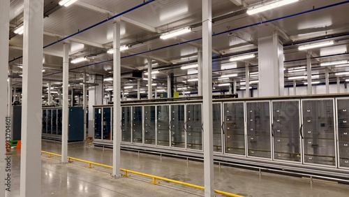 Tableau sur toile Modern data center interior with rows of server racks and cooling systems