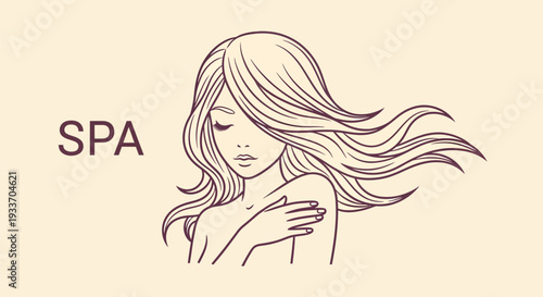 Elegant Woman with Flowing Hair for Spa and Beauty Concepts.