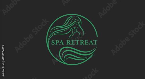 Elegant Spa Retreat Logo Design with Woman Silhouette.