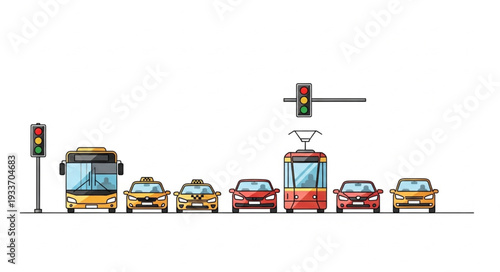 Traffic Scene with Vehicles and Signals.