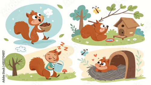 Adorable squirrel illustrations for kids and nature lovers