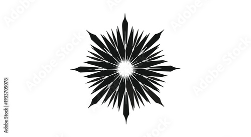 Abstract radial burst of sharp black spikes radiating from a bright central glow