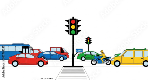 Traffic Light at Busy Intersection.