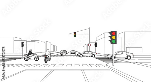 Traffic Light at City Intersection.