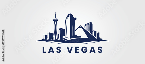 Las Vegas Strip silhouette featuring iconic casinos.