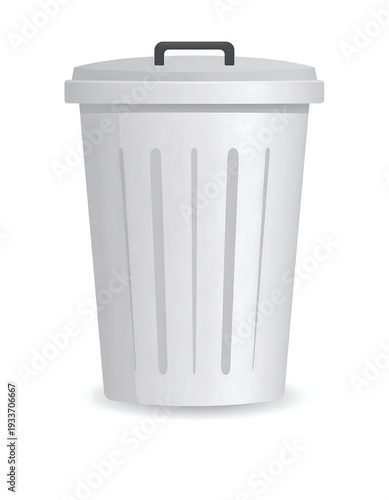 Wallpaper Mural White cylindrical waste container with a lid and a black handle Torontodigital.ca