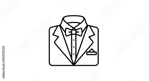 Tuxedo Jacket with Bow Tie Illustration.