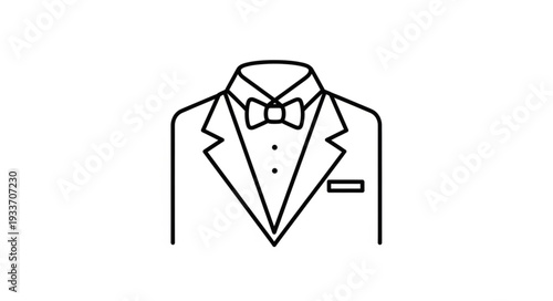 Tuxedo Jacket with Bow Tie Illustration.