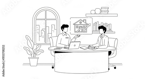 Two People Working at Office Desk.