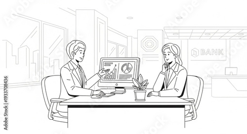 Two Women Sitting at Desk.