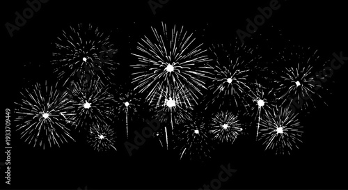 Fireworks Display: Celebratory Burst of White on Black