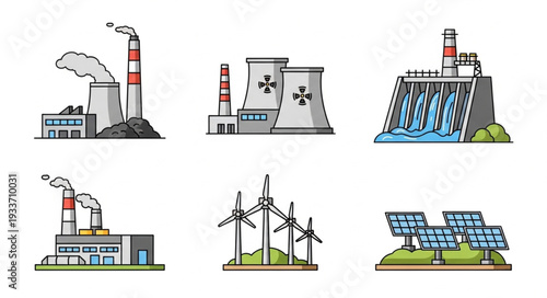 Various Renewable and Nuclear Energy Plants.