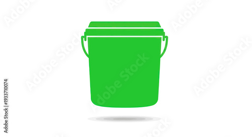 Green paint bucket icon with handle, isolated on white background