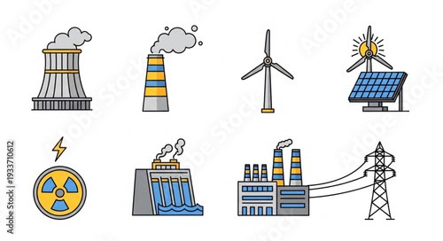 Various Energy Sources and Power Plants.
