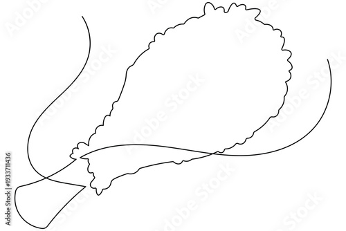  Crispy chicken drumstick single line art simple black outline design (1)