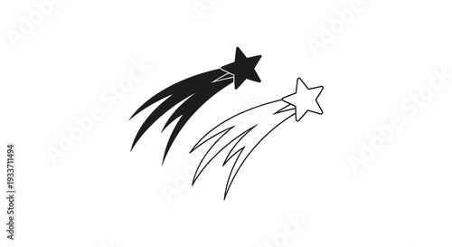 A simple graphic depicts two shooting stars one solid and one outlined a striking silhouette high quality professional