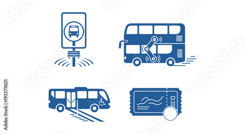 Bus Stop and Accessible Public Transport Icon Set