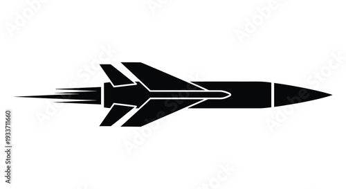 A sleek black rocket ship soars forward with dynamic lines in a striking silhouette high quality professional detailed