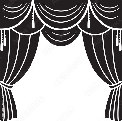 Elegant Stage Curtains Draped for a Grand Performance or Theatrical Event Silhouette