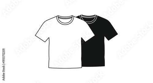 Two t shirts one white and one black are displayed overlapping slightly a striking silhouette high quality professional detailed