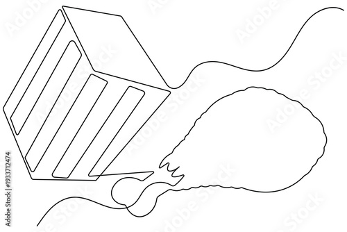  Minimalist fried chicken drumstick one line drawing isolated on white (1)
