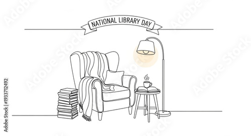 Vintage Armchair and Lamp Illustration.