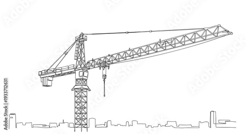 Crane Construction Equipment Heavy Machinery Illustration.
