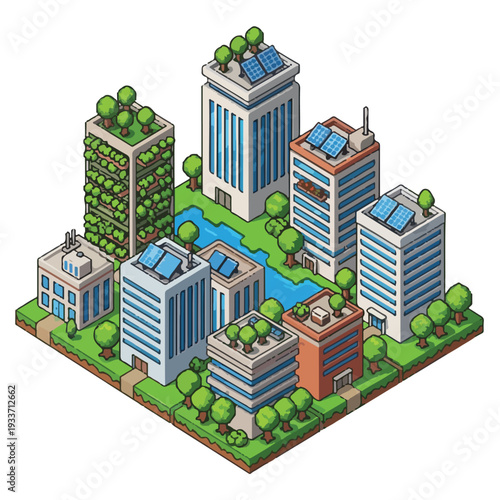 Sustainable Eco Friendly Cityscape with Green Buildings