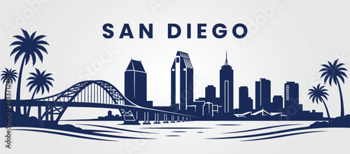 San Diego downtown skyline. Vector.
