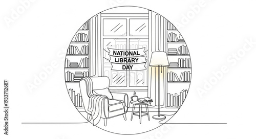 Vintage Illustration of Interior Scene.