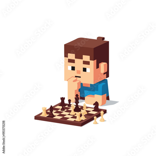 Young Chess Player in Thought
